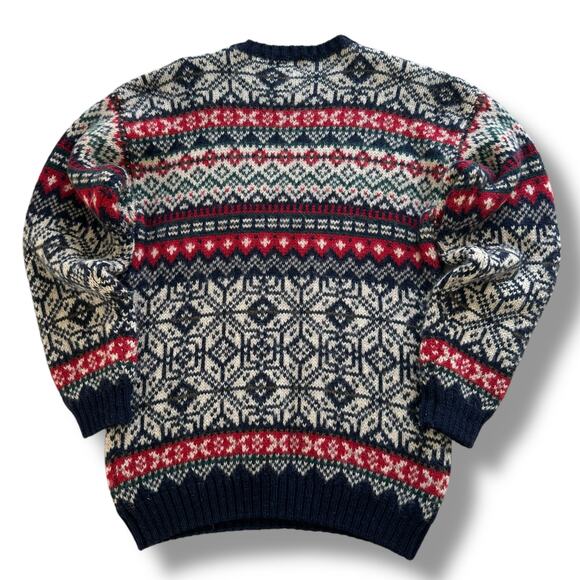 GH Bass and Co Sweater Fair Isle Shetland Wool Heavyweight Multicolor Nordic L - Picture 2 of 15